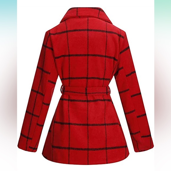 BLUE Trench Coat Women Turn Down Collar Wrap coat - Picture 2 of 4